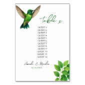 Green Hummingbird Leafy Botanical Border Wedding テーブルナンバー (裏面)