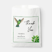 Green Hummingbird Leafy Botanical Border Wedding フェイバーバッグ (正面)