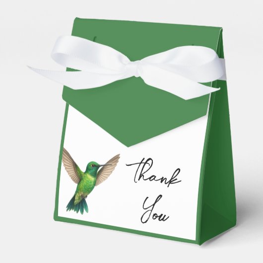 Green Hummingbird Leafy Botanical Border Wedding フェイバーボックス (正面サイド)