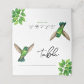 Green Hummingbird Leafy Botanical Border Wedding プレイスカード (外部開封)