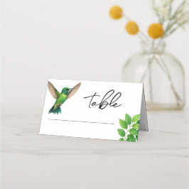 Green Hummingbird Leafy Botanical Border Wedding プレイスカード