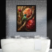 Green Hummingbird Oil Painting Floral Nature キャンバスプリント