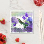 Green Hummingbird with flowers, lace, pearls スタンダードカクテルナプキン (インサイチュ)