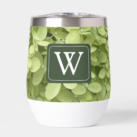 Green Hydrangea Floral Wedding Monogram  (正面)