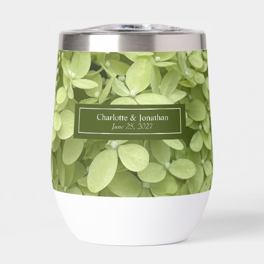 Green Hydrangea Floral Wedding Personalized Names (正面)