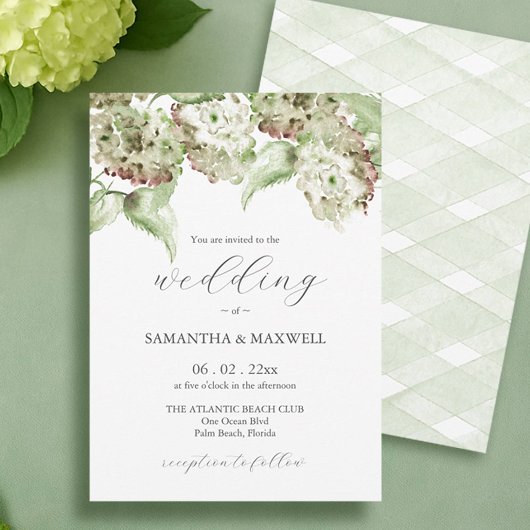 Green Hydrangea Informal Wedding Invitation 招待状