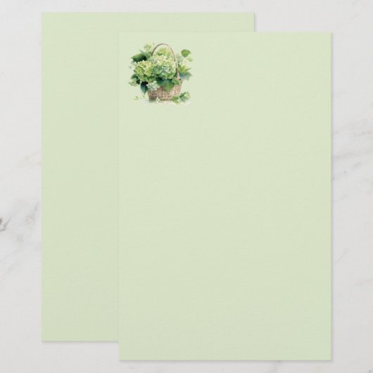 Green Hydrangea Stationery Paper 便箋 (正面/裏面)