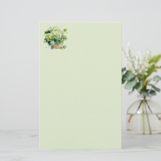 Green Hydrangea Stationery Paper 便箋 (スタンド正面)