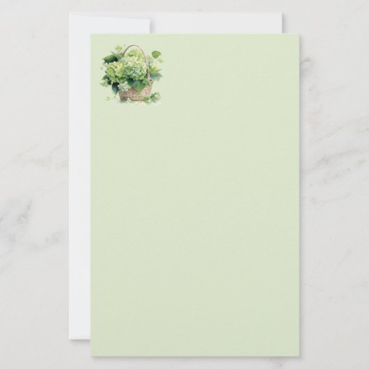 Green Hydrangea Stationery Paper 便箋 (正面)