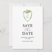 Green Hydrangea Wedding Monogram Save The Dates セーブザデート (正面)
