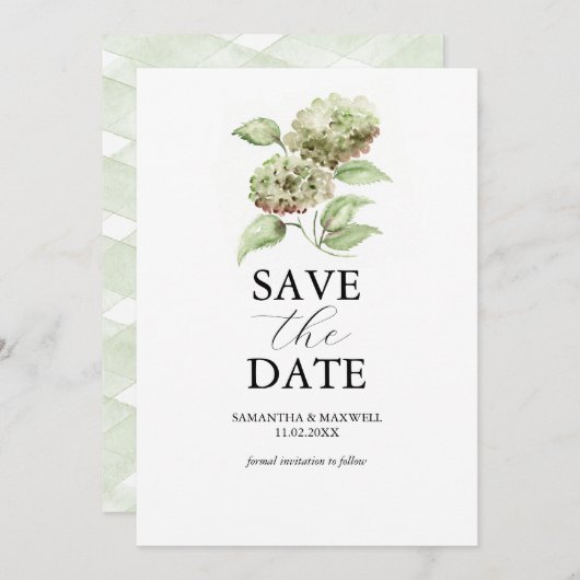 Green Hydrangea Wedding Save The Dates セーブザデート (正面/裏面)
