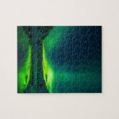 Green Iceland northern lights ジグソーパズル (横)