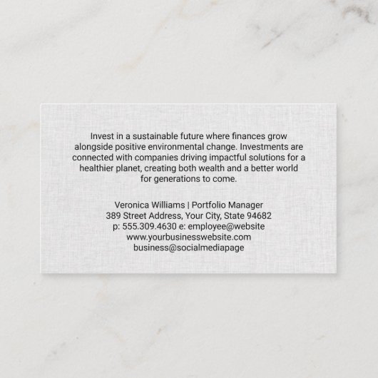 Green Investing Logo | Financial Advisor 名刺 (裏面)