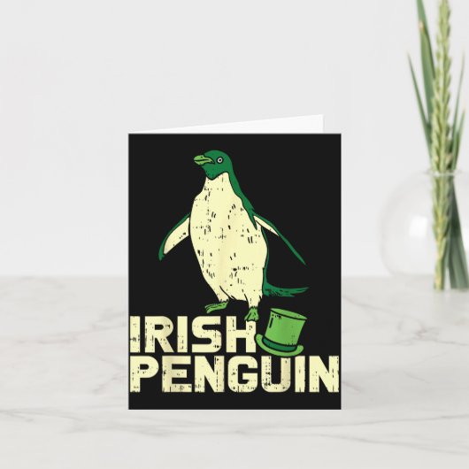 Green Irish Penguin Cute St Patricks Day Animal Lo カード (正面)