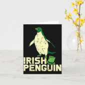 Green Irish Penguin Cute St Patricks Day Animal Lo カード (黄色い花)