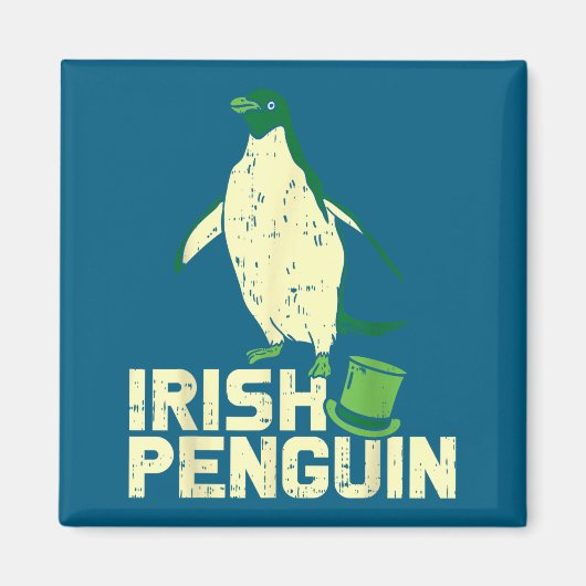 Green Irish Penguin Cute St Patricks Day Animal Lo マグネット (正面)