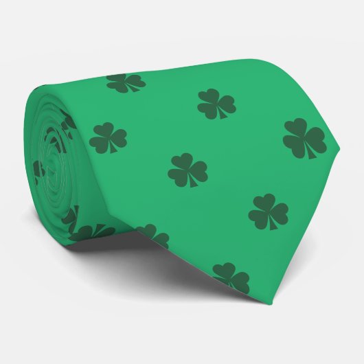 Green Irish Shamrocks Polka Dots Pattern ネクタイ (ロール)