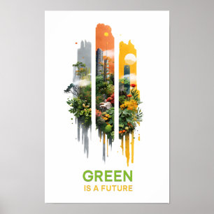 Green is a future - Solarpunk Poster ポスター