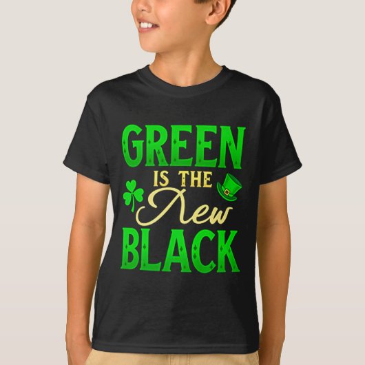 Green Is The New Black - St. Patrick’s Day Shamroc Tシャツ (正面)