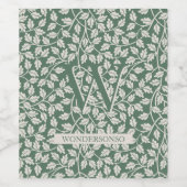 Green Ivory Flower two dual simple wedding ワインラベル (シングルラベル)