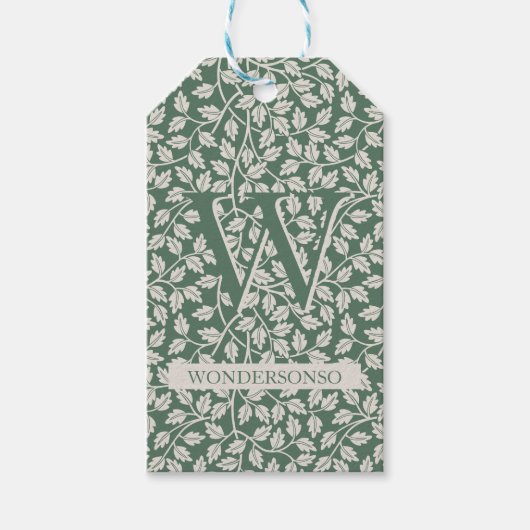 Green Ivory Flower two dual Thank You ギフトタグ (正面)