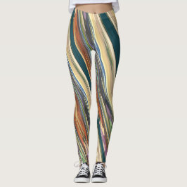 Green Ivory Irregular Stripes Leggings レギンス