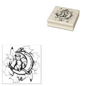 Green Ivy Cat Moon Child Art Luna Cats ラバースタンプ (押印)