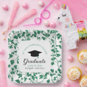 Green Ivy Pattern Personalized Graduation ペーパープレート (パーティー)
