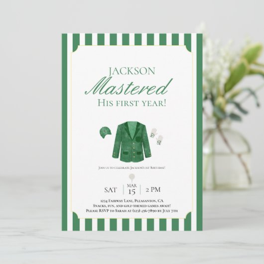 Green Jacket Golf First Birthday Invitation 招待状 (スタンド正面)