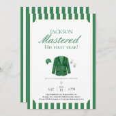 Green Jacket Golf First Birthday Invitation 招待状 (正面/裏面)