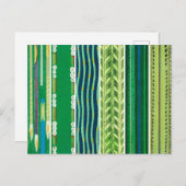 Green Japanese Woodblock Textile Patterns ポストカード (正面/裏面)