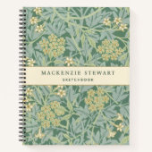 Green Jasmine Botanical Pattern Sketchbook ノートブック (正面)