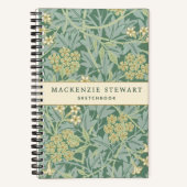 Green Jasmine Botanical Pattern Sketchbook ノートブック (正面)