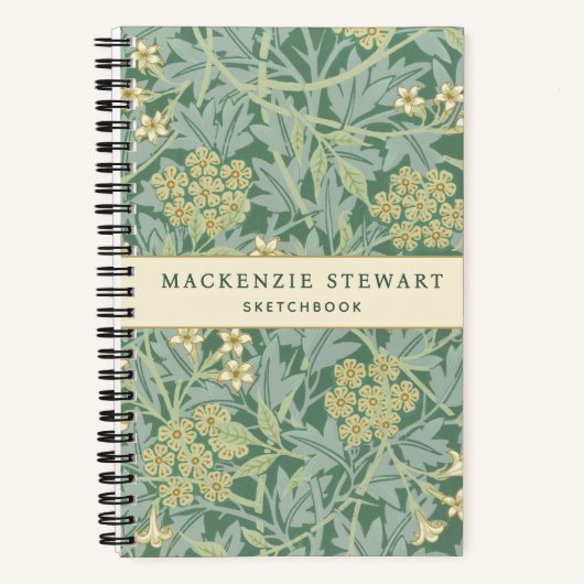 Green Jasmine Botanical Pattern Sketchbook ノートブック (正面)