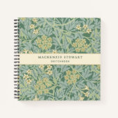 Green Jasmine Botanical Pattern Sketchbook ノートブック (正面)