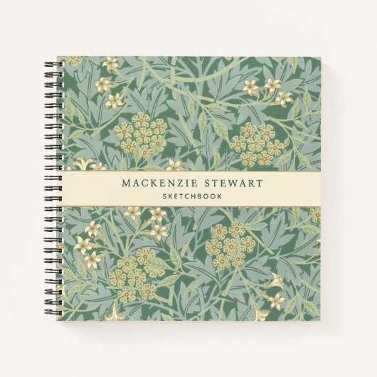 Green Jasmine Botanical Pattern Sketchbook ノートブック (正面)