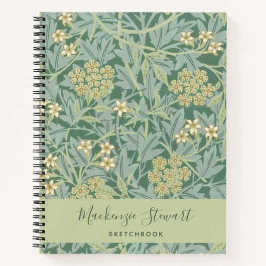 Green Jasmine Floral Pattern Sketchbook ノートブック (正面)