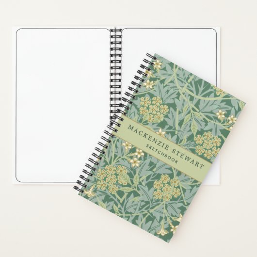 Green Jasmine Floral Pattern Sketchbook ノートブック (内側)