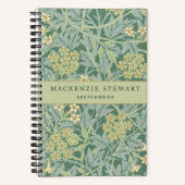 Green Jasmine Floral Pattern Sketchbook ノートブック (正面)