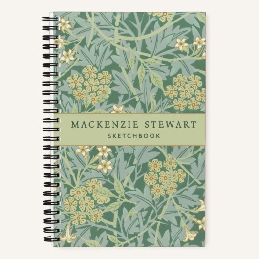 Green Jasmine Floral Pattern Sketchbook ノートブック (正面)