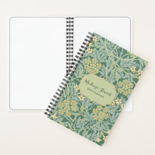 Green Jasmine Floral Pattern Sketchbook ノートブック (内側)