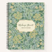 Green Jasmine Floral Pattern Sketchbook ノートブック (正面)