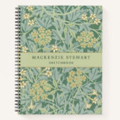 Green Jasmine Floral Pattern Sketchbook ノートブック (正面)