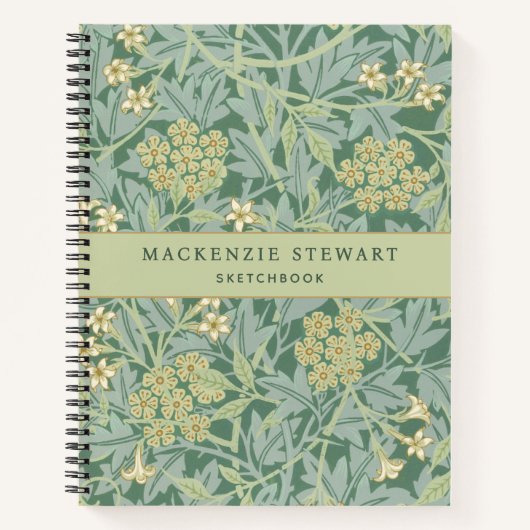 Green Jasmine Floral Pattern Sketchbook ノートブック (正面)