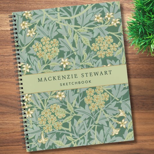 Green Jasmine Floral Pattern Sketchbook ノートブック