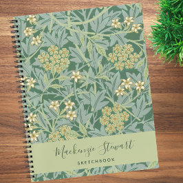 Green Jasmine Floral Pattern Sketchbook ノートブック