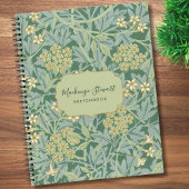 Green Jasmine Floral Pattern Sketchbook ノートブック