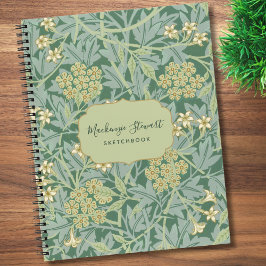 Green Jasmine Floral Pattern Sketchbook ノートブック