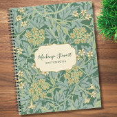 Green Jasmine Floral Pattern Sketchbook ノートブック