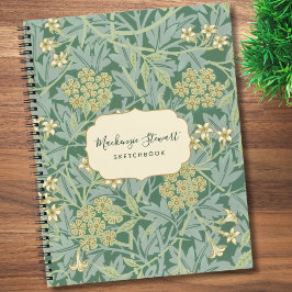 Green Jasmine Floral Pattern Sketchbook ノートブック